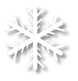 White snowflake icon with six symmetrical branches on a solid black background.